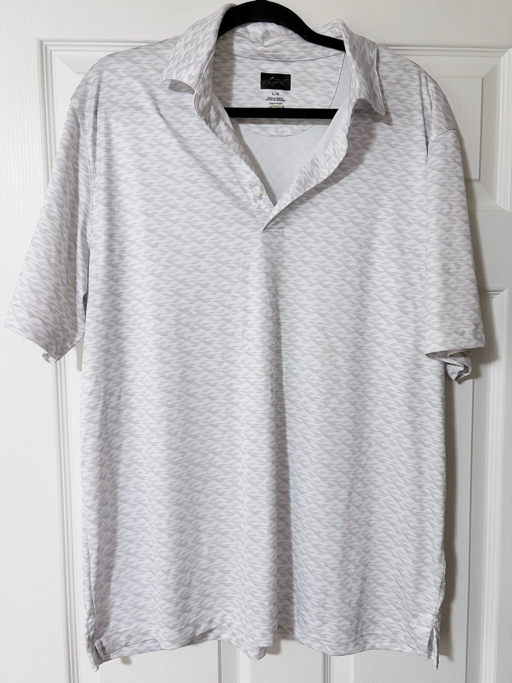 Greg Norman Collection Men's ML75 PlayDry Polo Shirt Gray White Geometric Size L